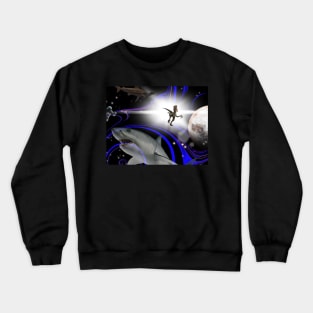 Shark and Prehistoric Mayhem in Space Crewneck Sweatshirt